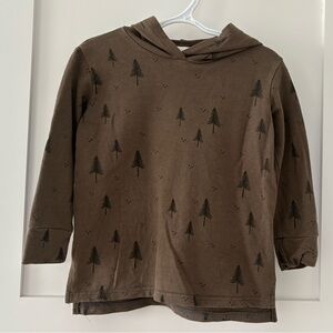 Hooded Long-Sleeve Pullover with Tree Print